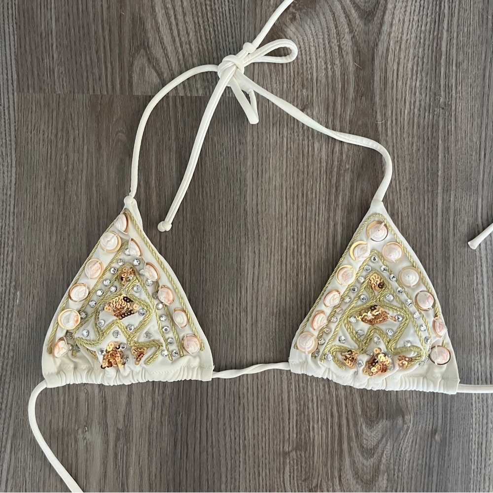 2000s Victoria’s Secret Embellished Triangle Bikini Top